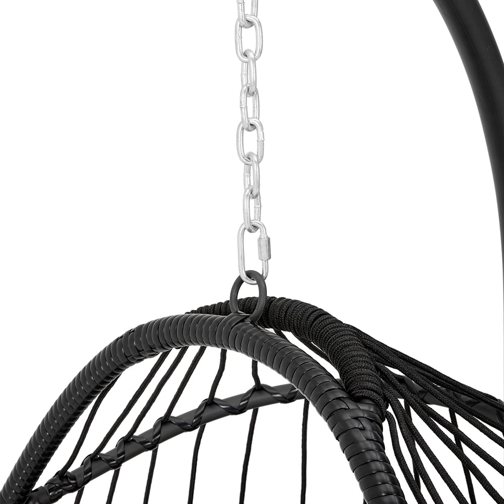 Living and Home Black Linear Wicker Hanging Egg Chair Image 7
