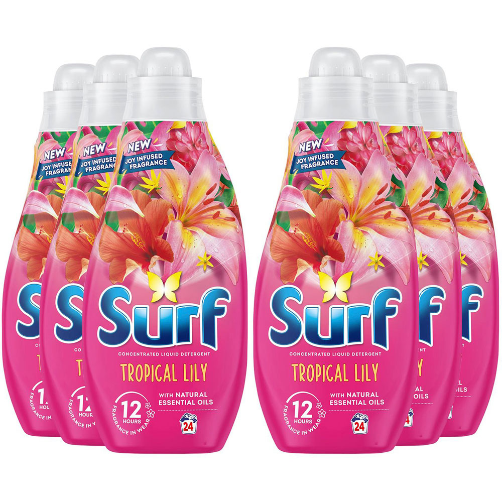 Surf Tropical Lily Laundry Detergent 24 Washes 650ml 6 Pack Image 1