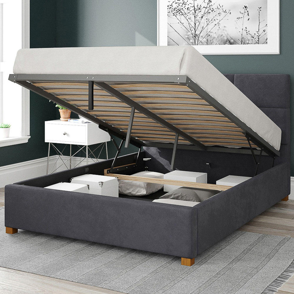 Aspire Caine Super King Steel Plush Velvet Ottoman Bed Image 2