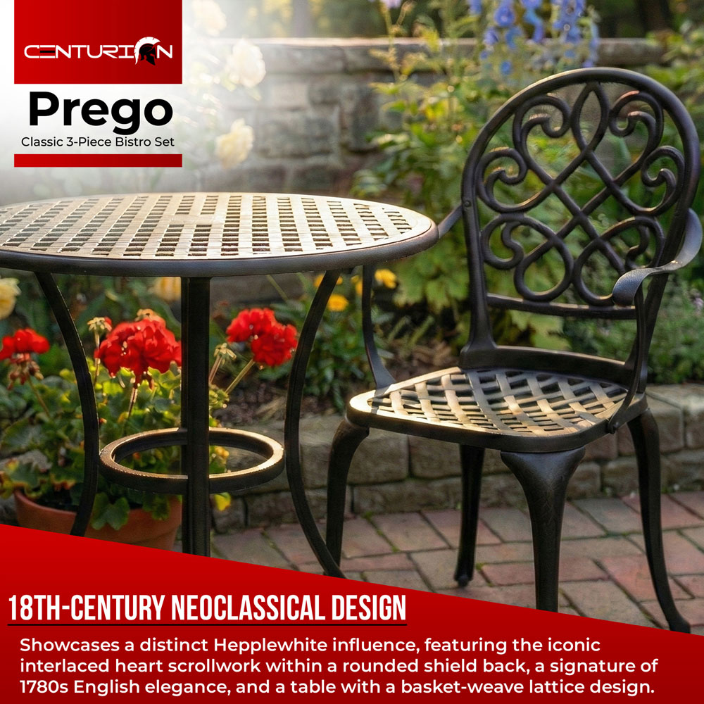 Centurion Supports Prego 2 Seater Black Aluminium Bistro Set with Table Image 3