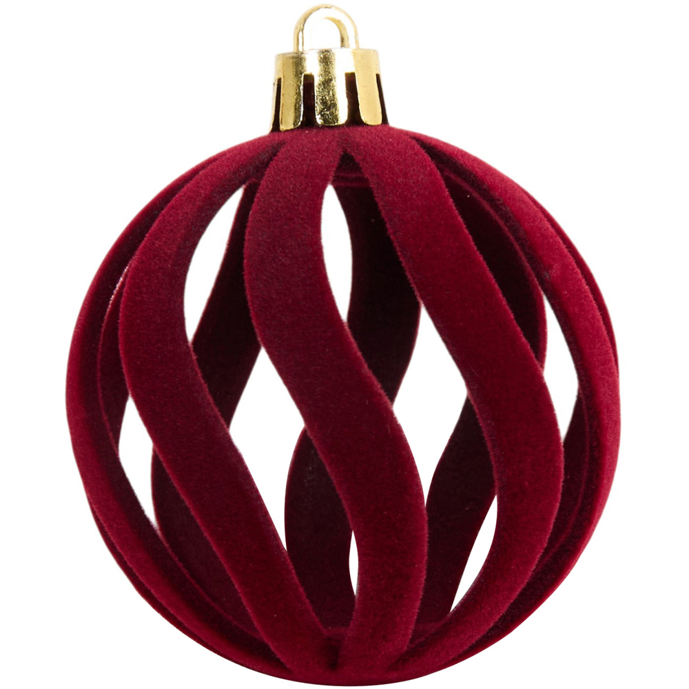 Pack of 30 Flocked Baubles Red Image 5