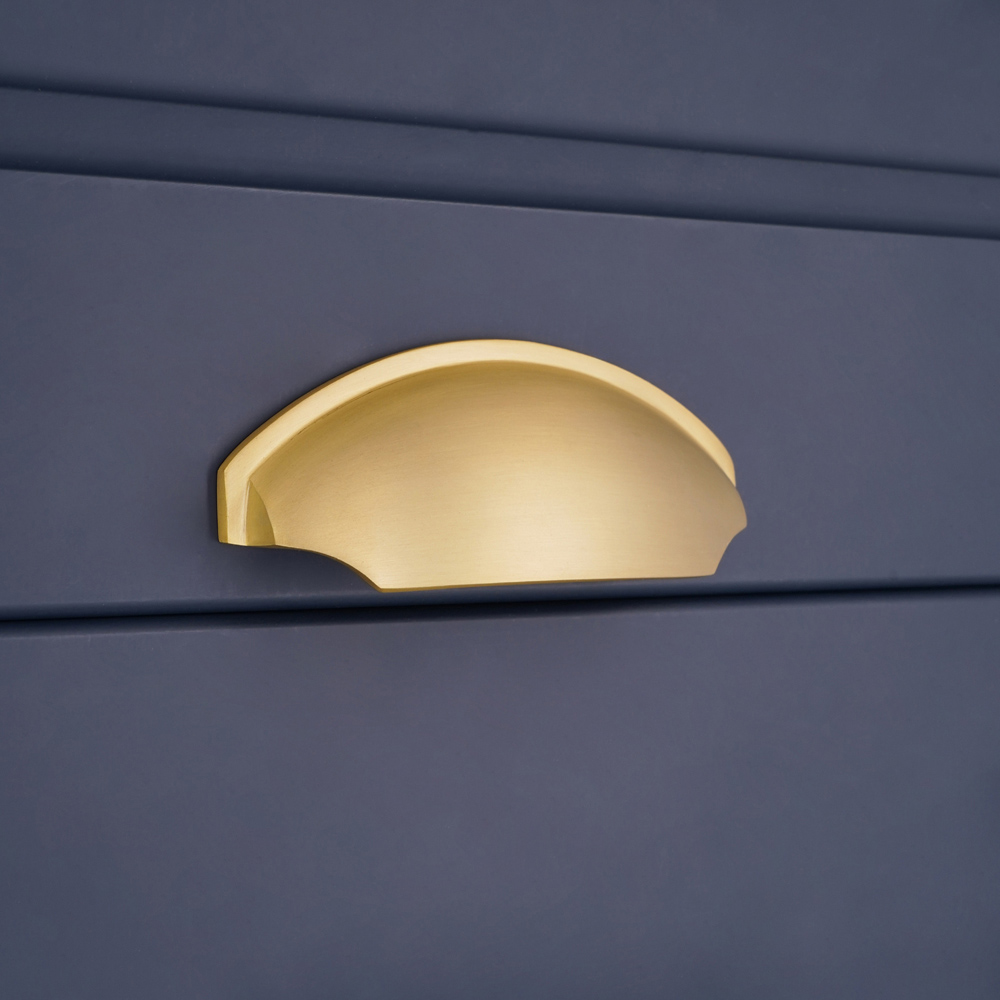 Spira Brass Tulip Satin Brass Cup Pull Drawer Handle Image 2
