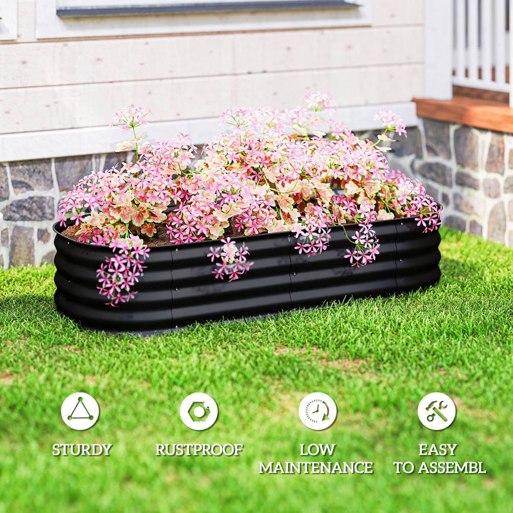 Outsunny Black Galvanised Raised Garden Bed with Safety Edging 30 x 150 x 62cm Image 7