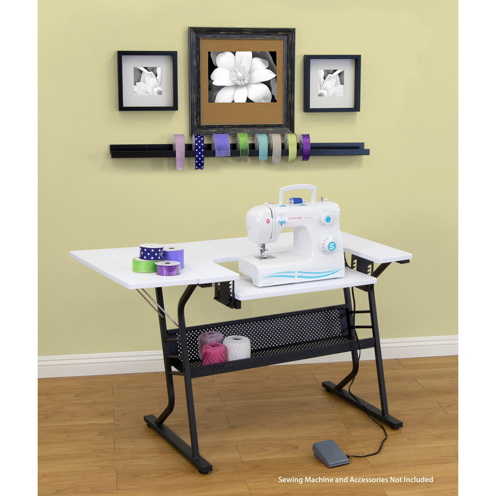 Sewing Online 13367 Single Shelf White and Black Small Hobby and Sewing Table Image 5