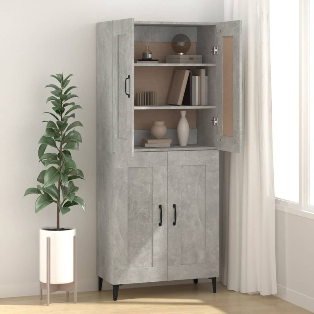 vidaXL 2 Door Concrete Grey Wooden Sideboard Image 3