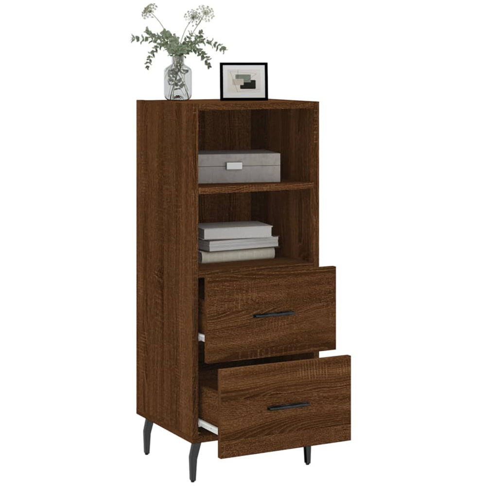 vidaXL 2 Shelf 2 Door Brown Oak Narrow Sideboard Image 3