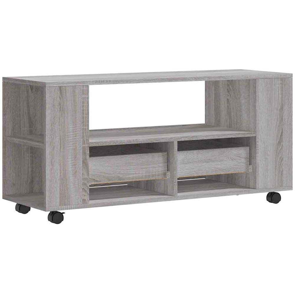vidaXL 2 Drawer 2 Shelf Grey Sonoma Rolling TV Cabinet Image 8