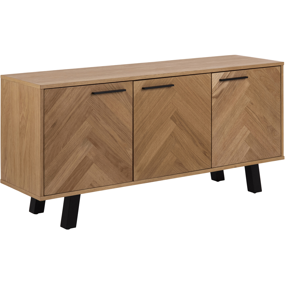 Florence Brighton 3 Door Oak Herringbone Effect Sideboard Image 2