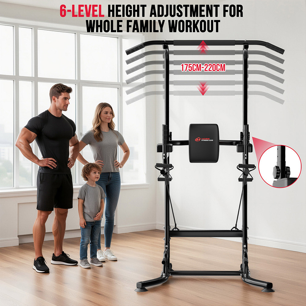 Rattrix A1 Black Power Tower Dip Station with Resistance Bands Image 5