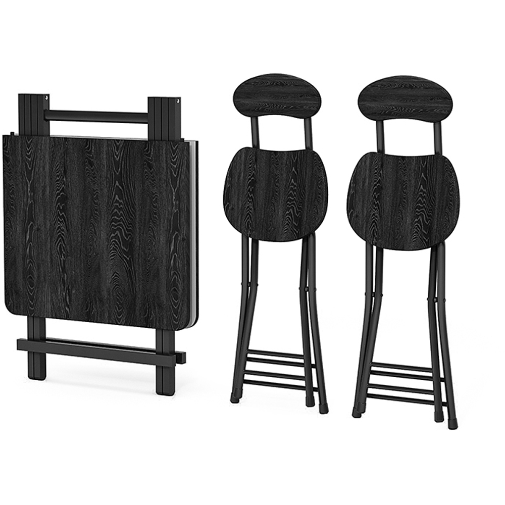 Living and Home Black 4 Seater Foldable Wooden Dining Table Image 5