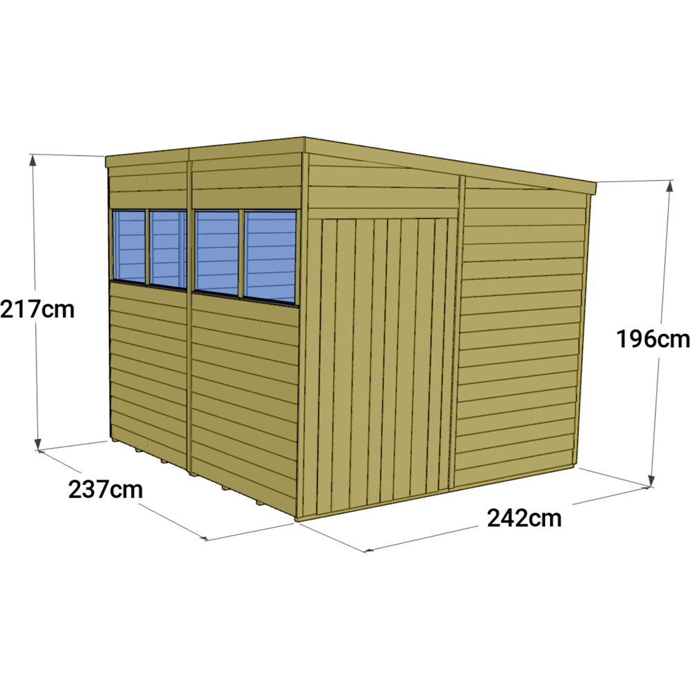 StoreMore 8 x 8ft Double Door Tongue and Groove Pent Shed with Window Image 4