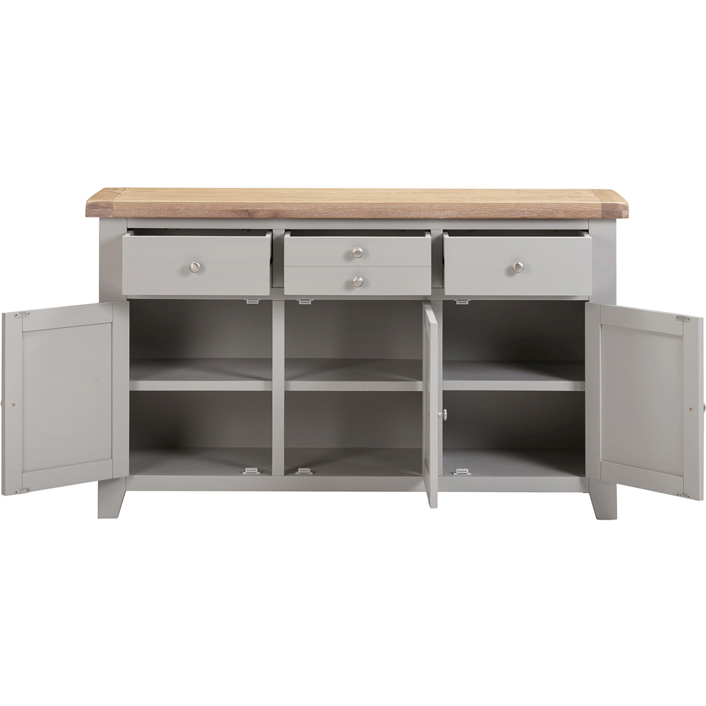 Seconique Windsor 3 Door 3 Drawer Pebble Grey and Oak Sideboard Image 4