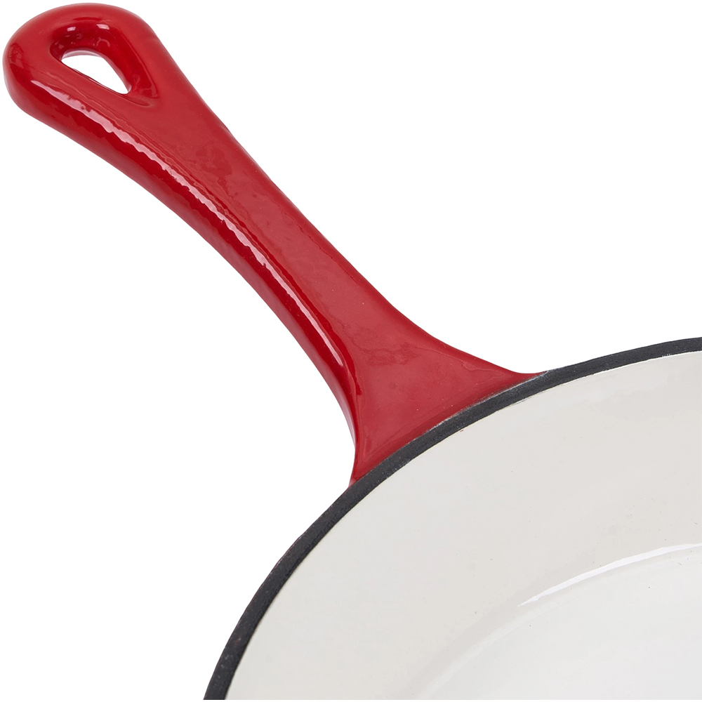 Living and Home 46 x 29cm Red Enamelled Cast Iron Round Frying Pan Image 4