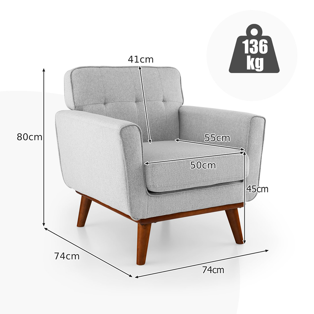 Costway Grey Padded Accent Armchair Image 9