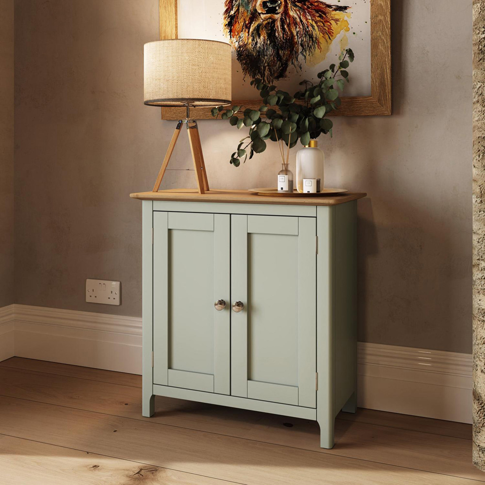 FWStyle Taberno 2 Door Sage Green and Oak Compact Sideboard Image 8