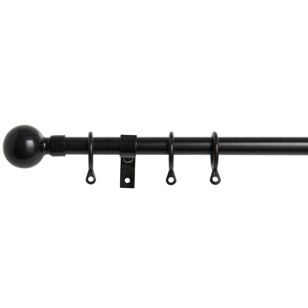 Wilko 120 - 210cm Extendable Black Ball Curtain Pole Image 1