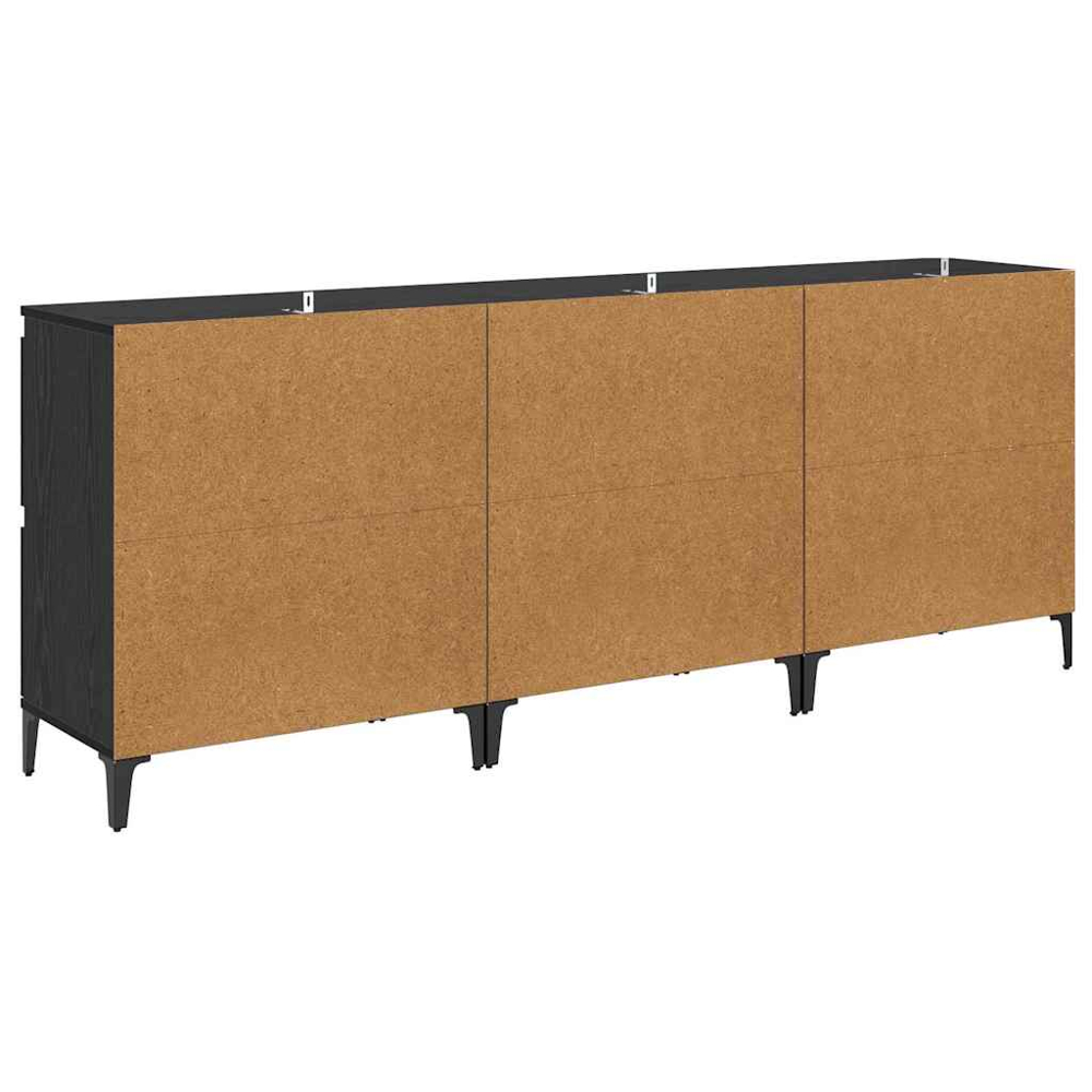 vidaXL 4 Door Black Oak Sideboard Set of 3 Image 7