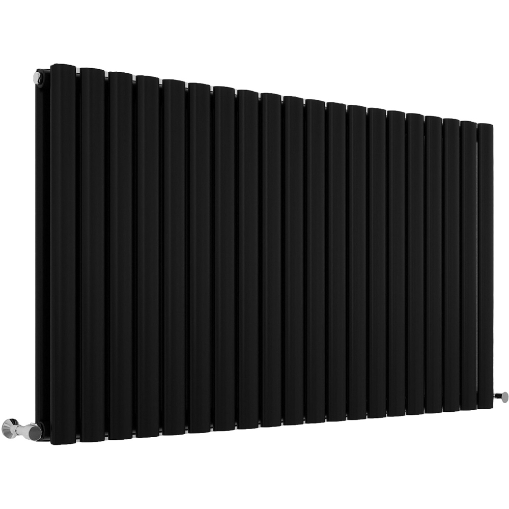 Stech Homes 5254 BTU Black Double Panel Horizontal Oval Column Radiator 600 x 1180mm Image 1