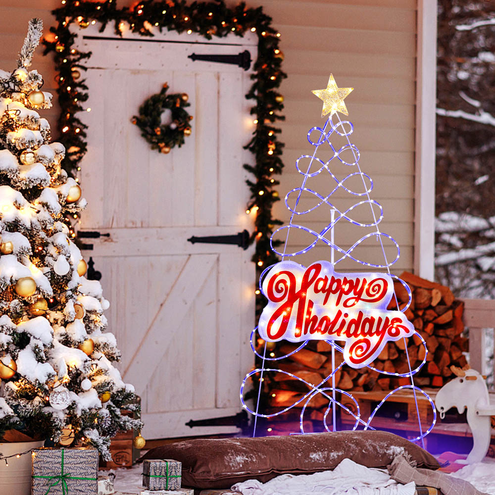 Costway 216 Warm LED Colour Changing Pre-Lit Artificial Christmas Tree 5ft Image 3