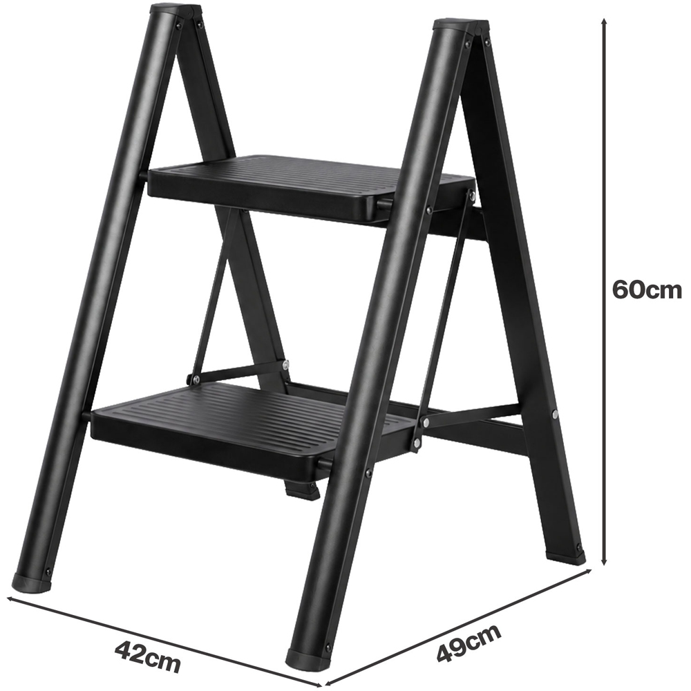 Traderight Black Carbon Steel Foldable Step Ladder 150kg Image 9