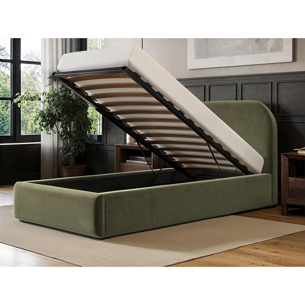 Flair Alba Single Khaki Velvet Ottoman Bed Image 4