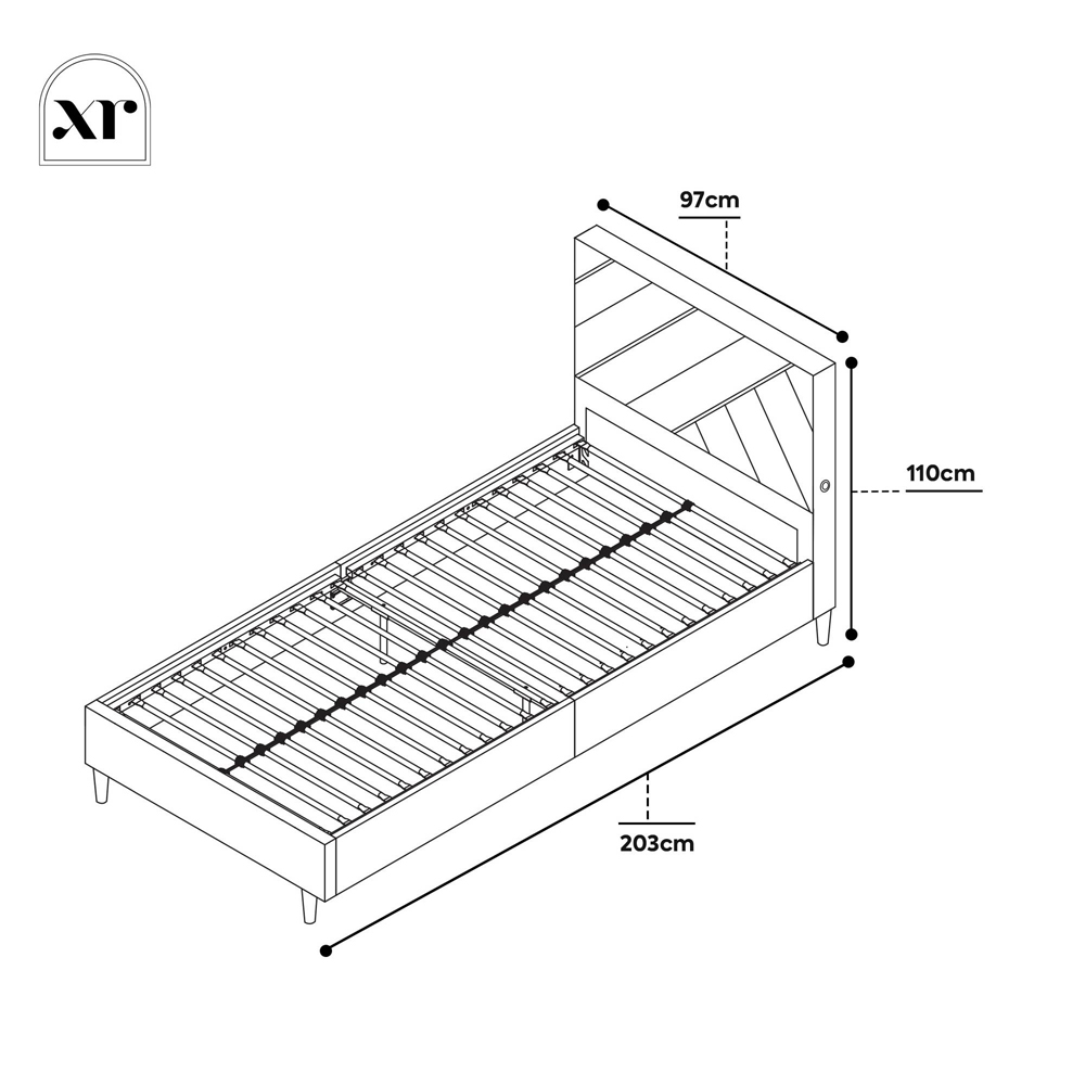 XR Living Lily Single Pink Velvet Bed Frame with App Controlled RGB LED Light Image 8