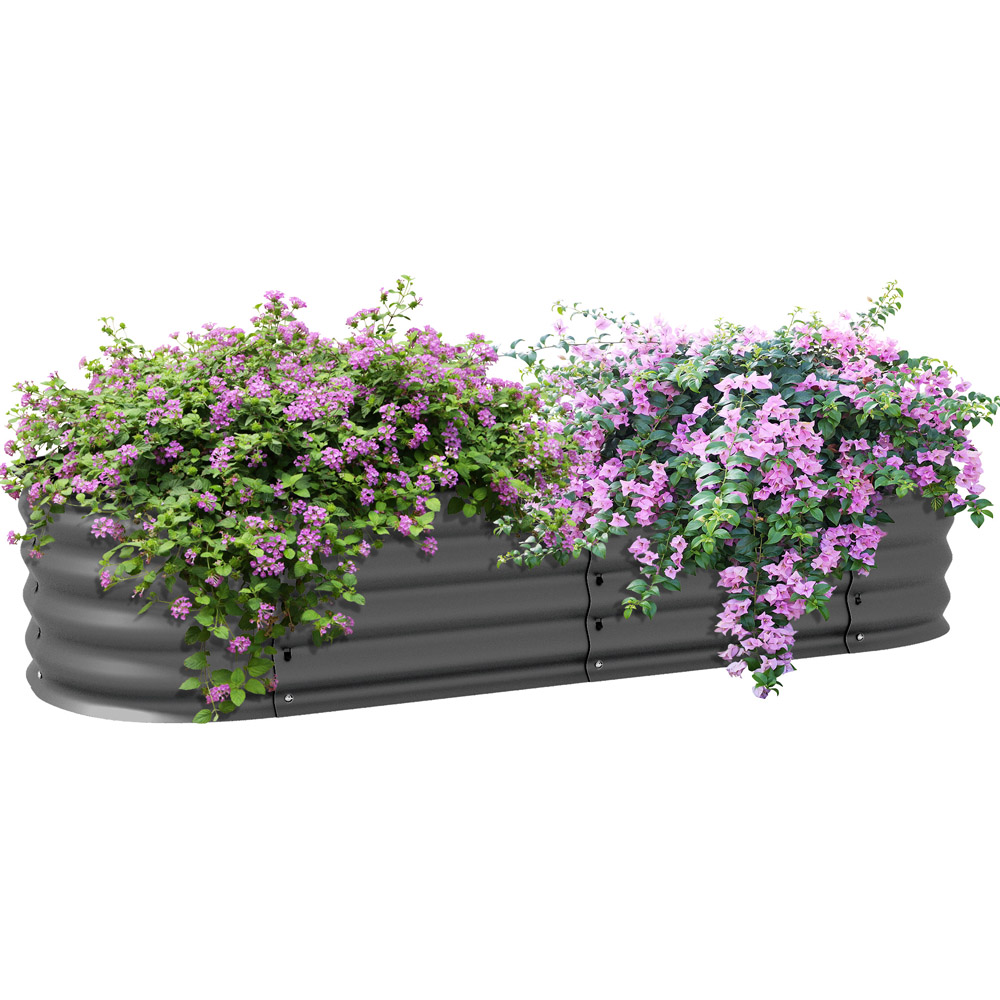 Outsunny Dark Grey Galvanised Raised Garden Bed Planter Box with Safety Edging Image 1