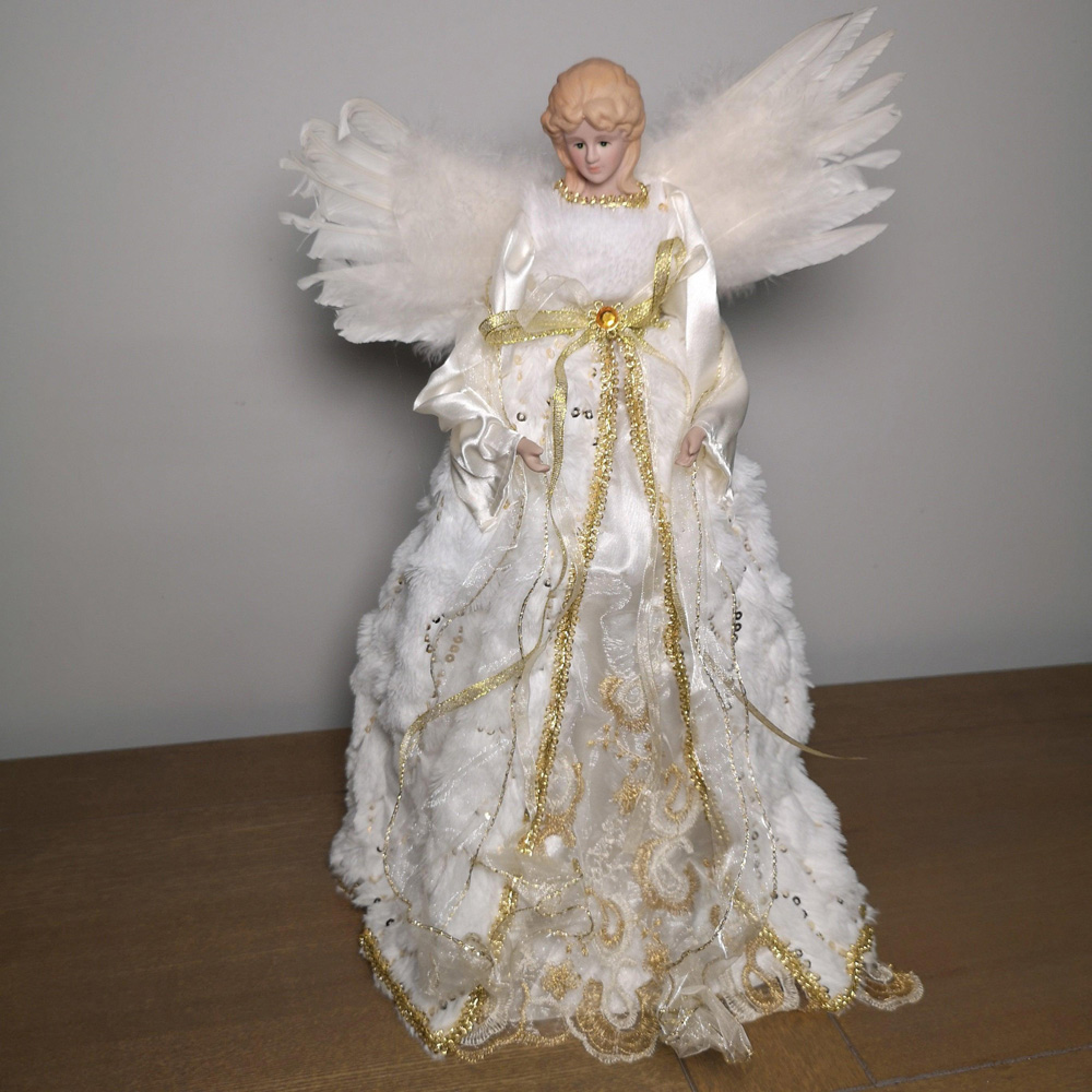 Premier Deluxe Gold and White Angel Christmas Tree Topper 40cm Image 3