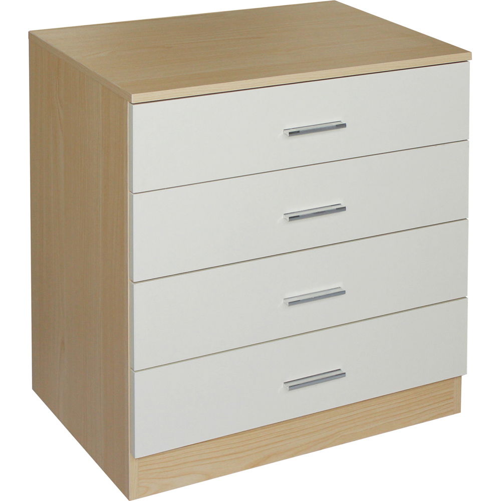 Brooklyn 4 Drawer Oak and Cream High Gloss Chest of Drawers Image 2