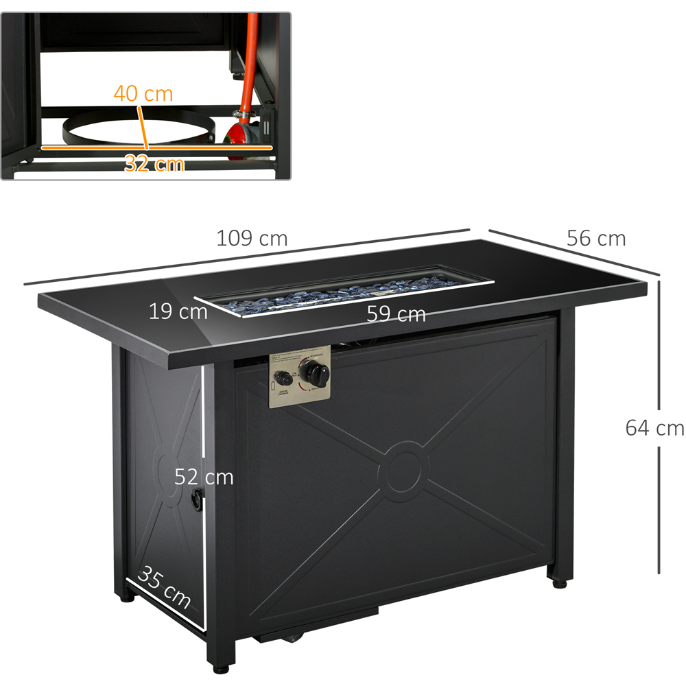 Outsunny Black 50000 BTU Fire Pit Table with Tempered Glass Cover Image 7