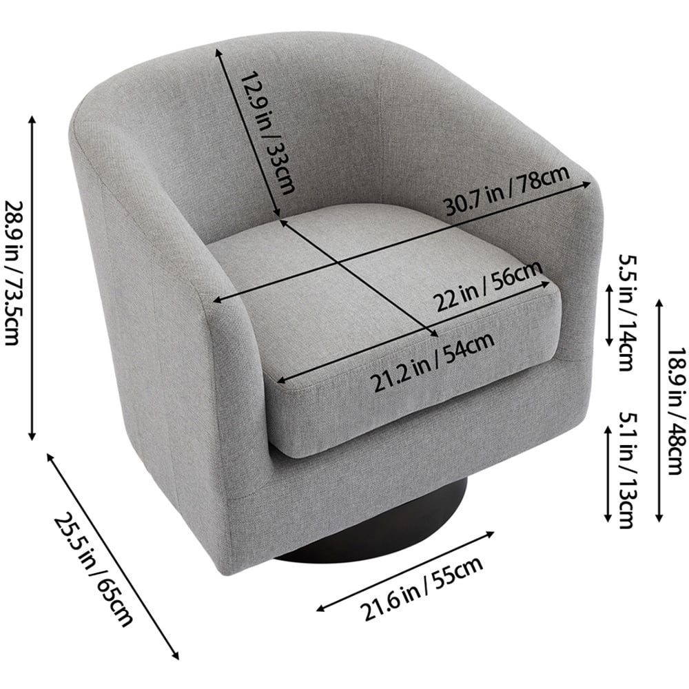 Living and Home Light Grey PU Leather Retro Swivel Armchair Image 9