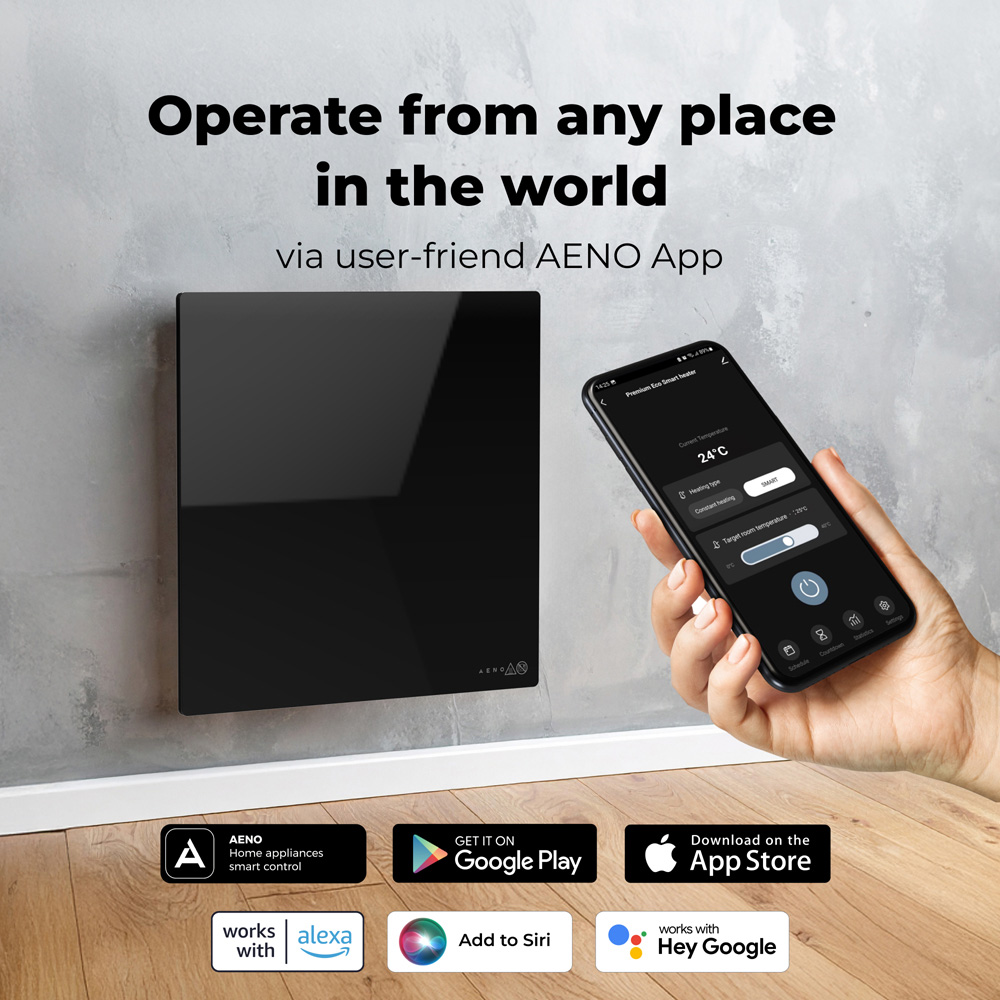Aeno Premium Eco Smart Black Quadro Wall Heater Image 6