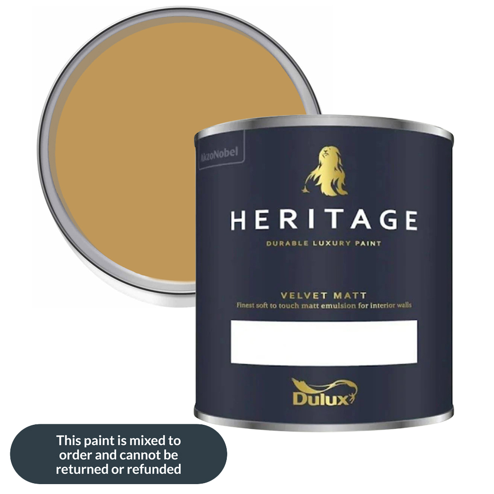 Dulux Heritage Walls and Ceilings Brushed Gold Velvet Matt Emulsion Paint 1L Image 1