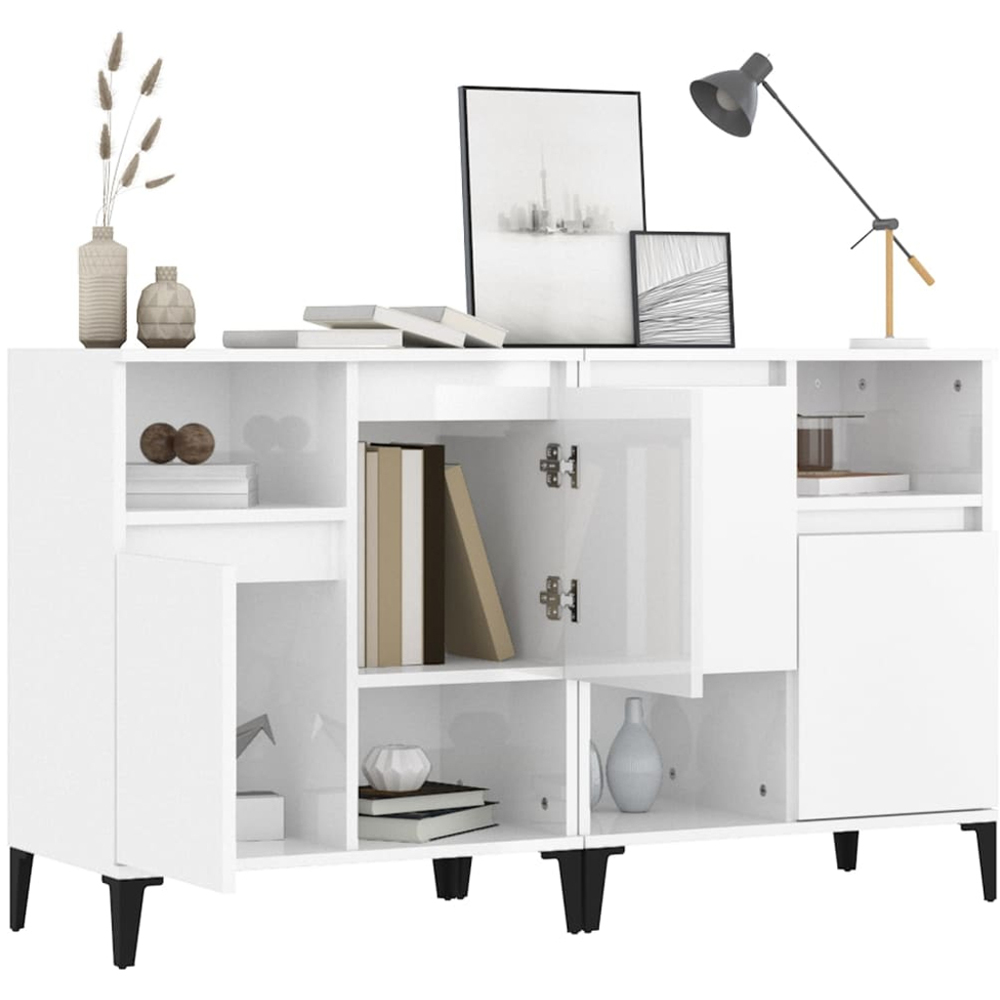 vidaXL 2 Door 2 Shelf White Sideboard Set of 2 Image 3