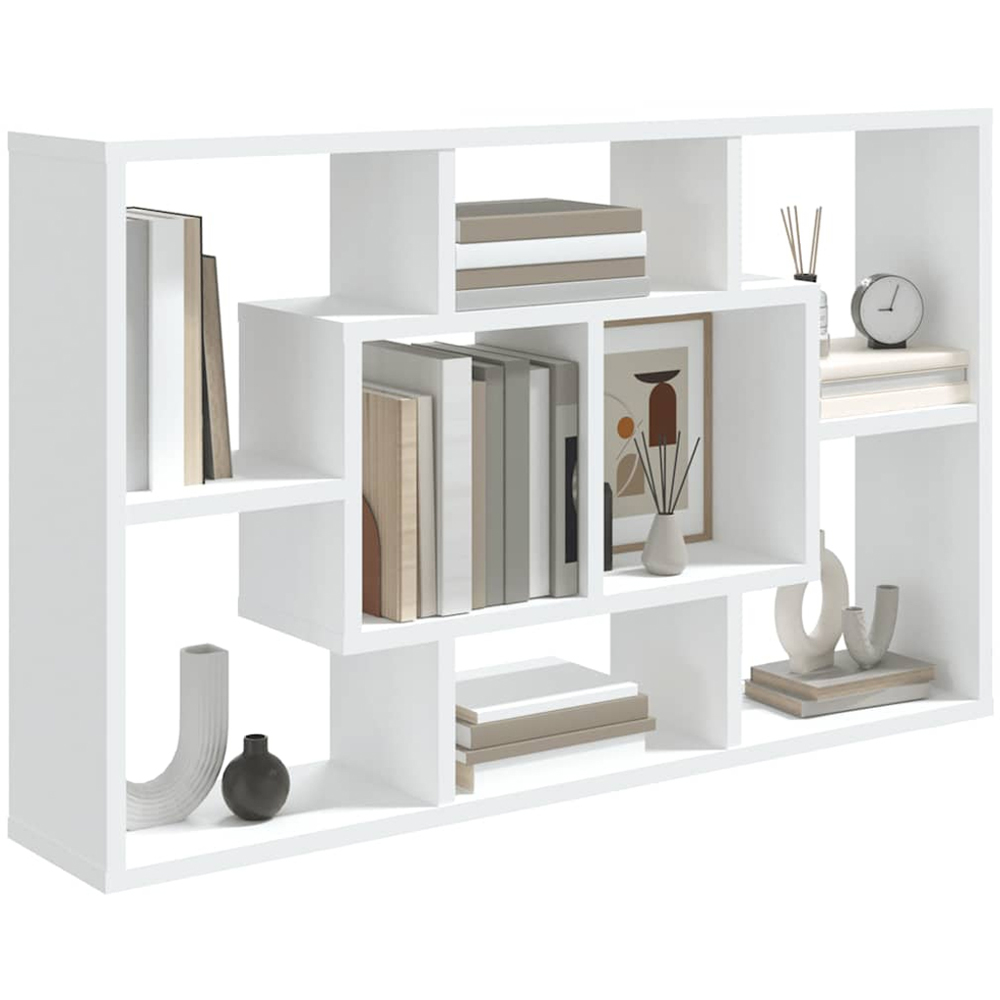 vidaXL 8 Compartment White Wall Shelf Image 3