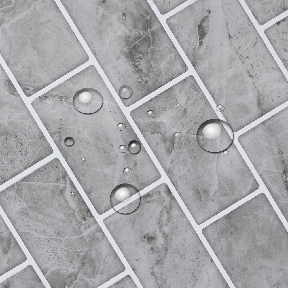 Living and Home Grey Marble Peel and Stick Wallpaper Tile 29 x 29cm 10 Pack Image 6