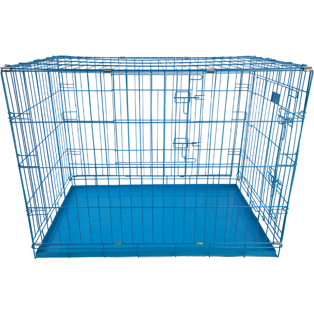 HugglePets Medium Blue Dog Cage with Metal Tray 76cm Image 3