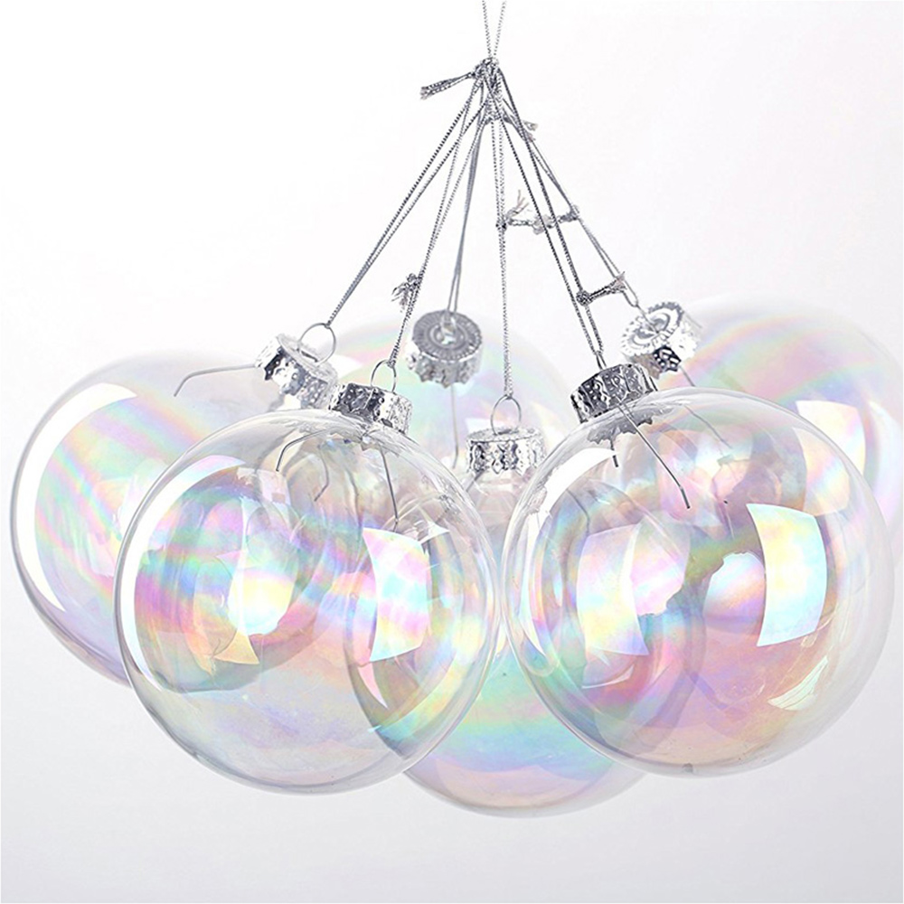 Living and Home White Rainbow Glass Bauble 10cm 5 Pack Image 5