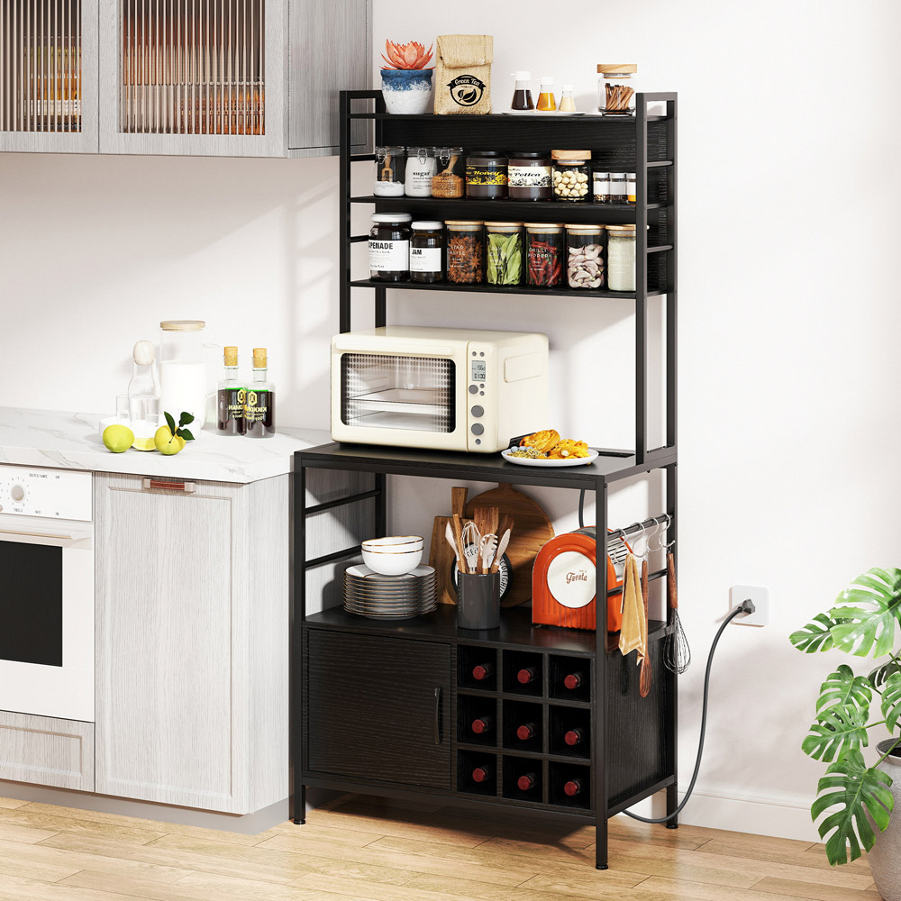 Costway Black Bakers Rack with Power Outlet Image 4