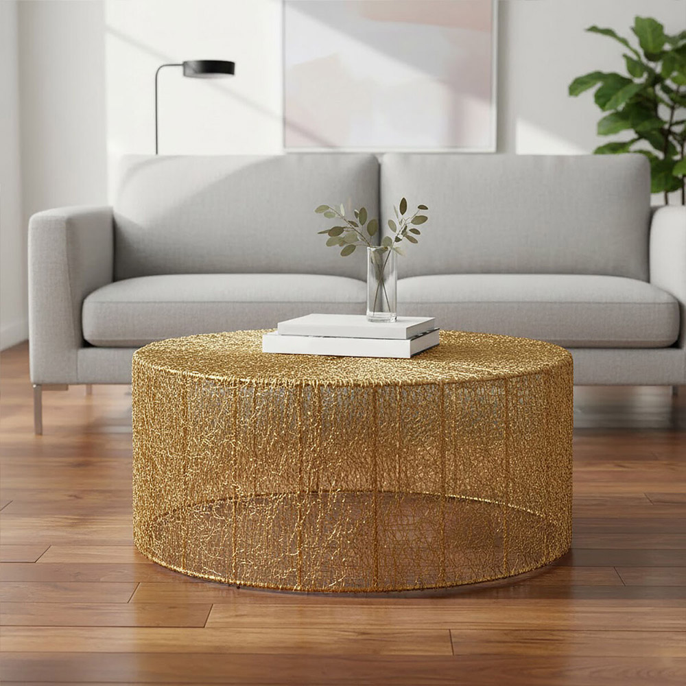 Premier Housewares Templar Gold Finish Iron Coffee Table Image 3