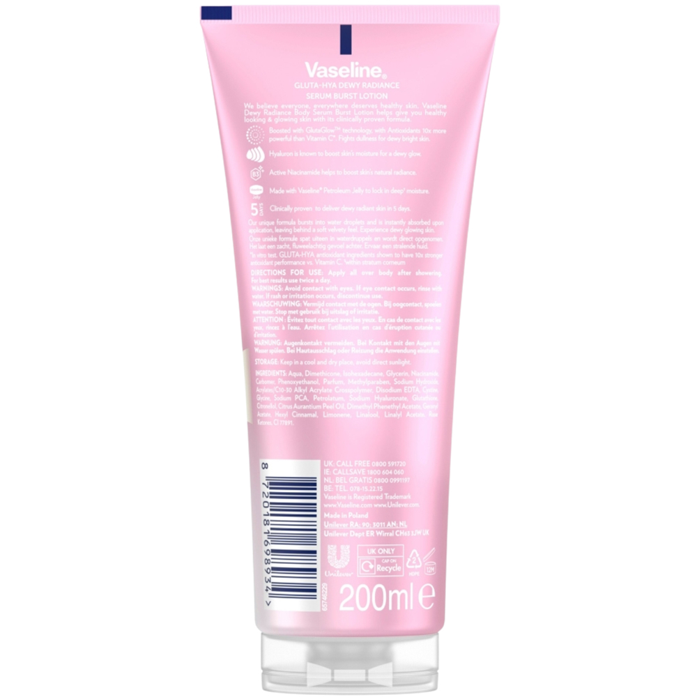 Vaseline Gluta-Hya Dewy Radiance Serum Burst Perfecting Body Lotion 200ml Image 2