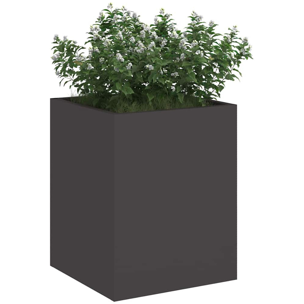 vidaXL Black Cold Rolled Steel Garden Planter 40 x 32 x 32cm Image 3
