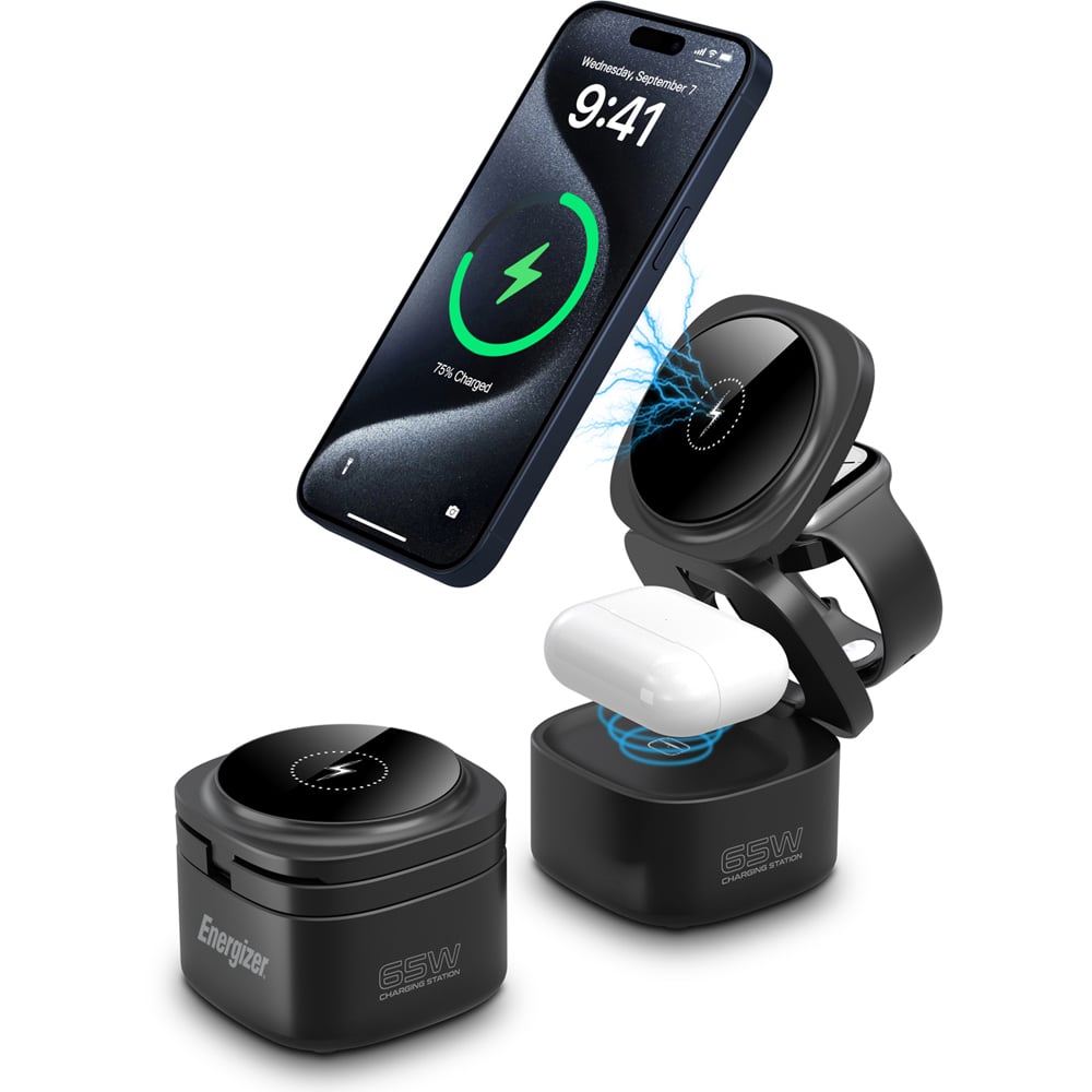 Energizer 5-in-1 Black QI Wireless Charging Stand with Dock 15W Image 4