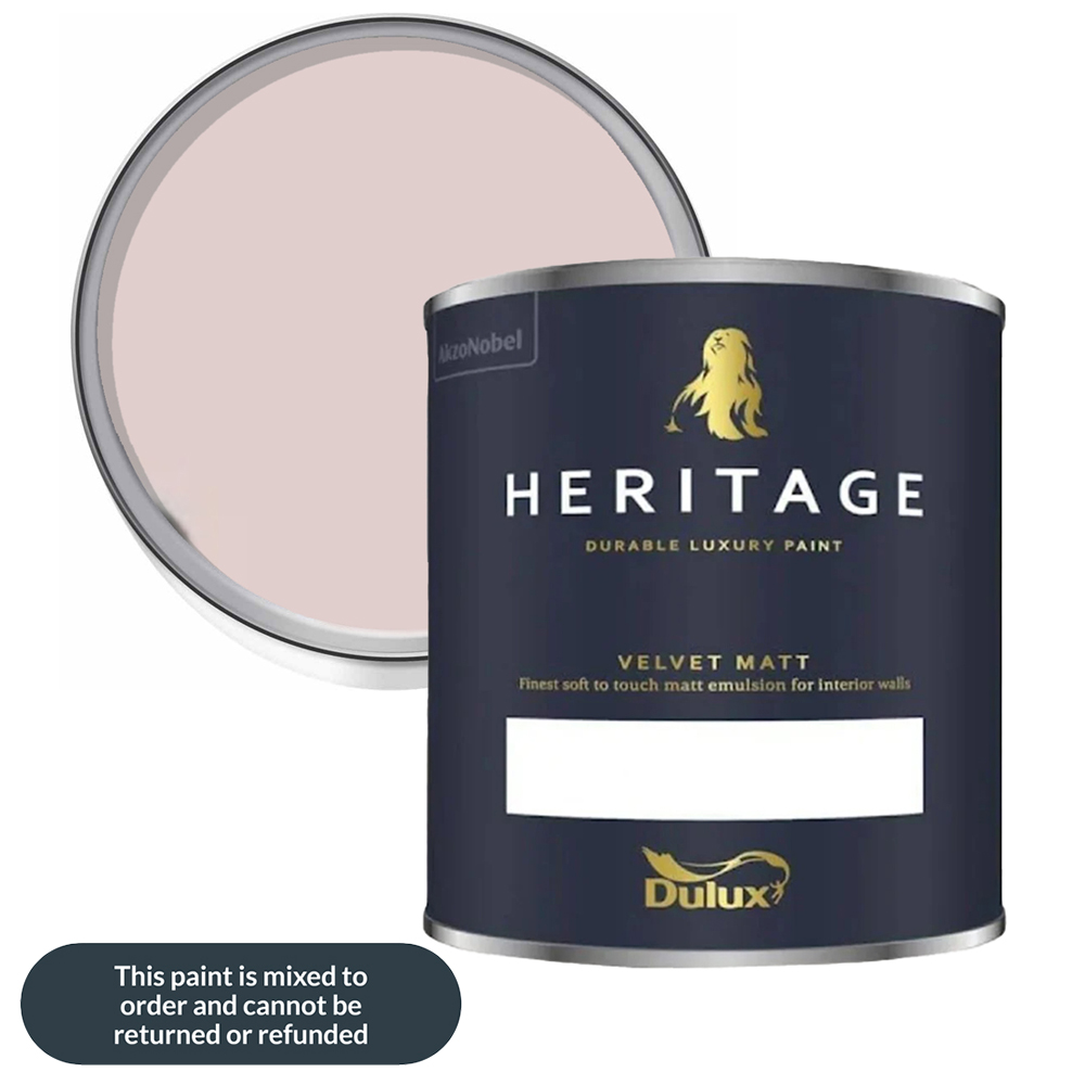 Dulux Heritage Walls and Ceilings Potters Pink Velvet Matt Emulsion Paint 1L Image 1