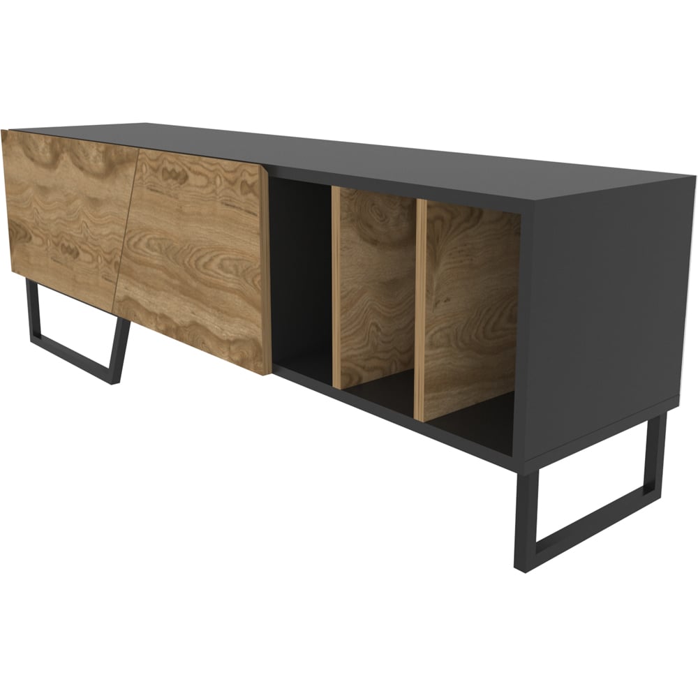 Decorotika Linossa 3 Shelf Black and Oud Marble TV Unit Image 2