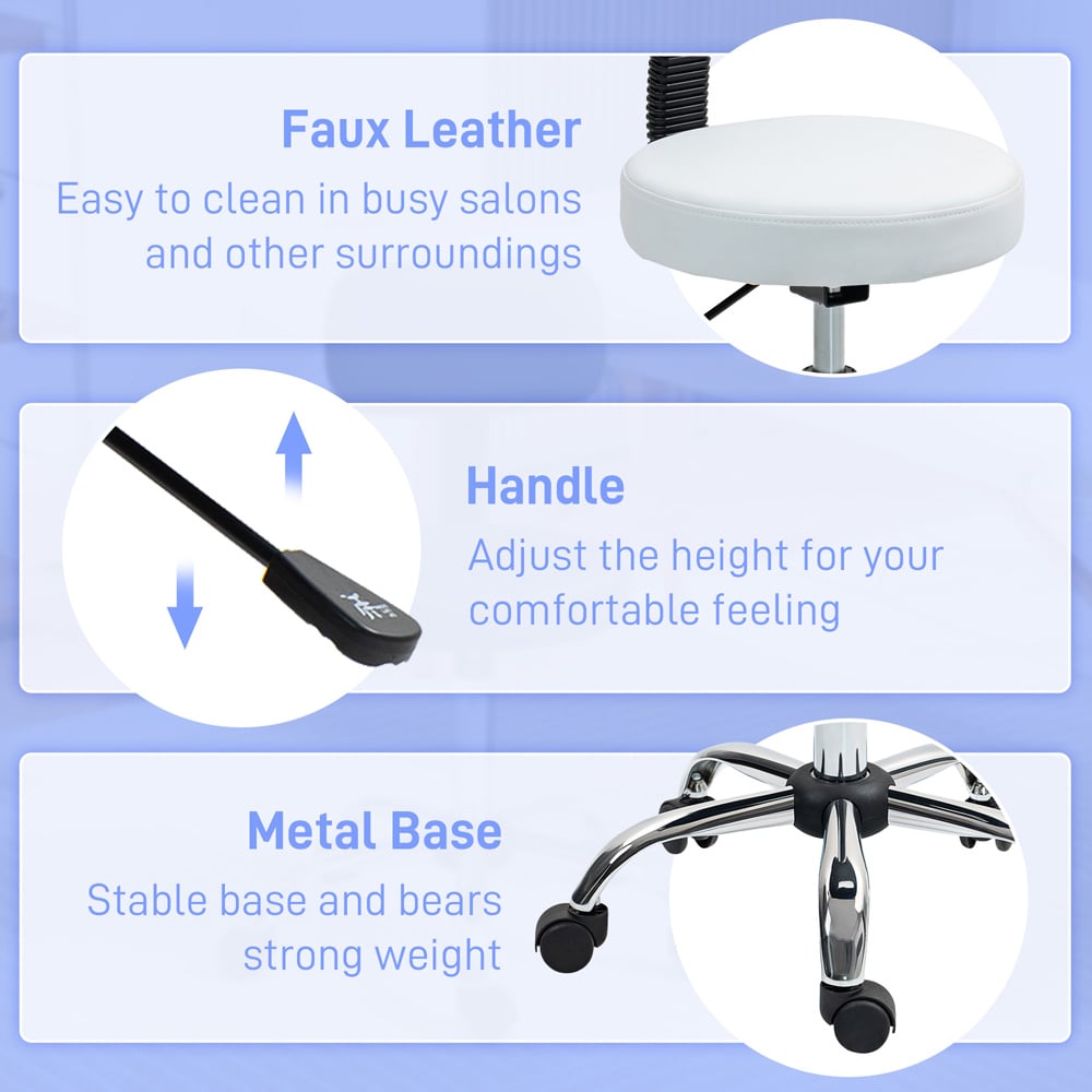 Portland White Faux Leather Swivel Salon Chair Image 6