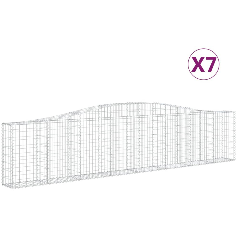 vidaXL Silver Galvanised Iron Arched Gabion Basket 400 x 30 x 80/100cm 7 Pack Image 4