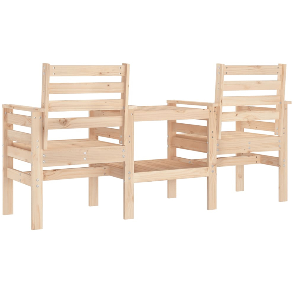 vidaXL 2 Seater Natural Solid Pine Wood Slatted Garden Companion Seat Image 5