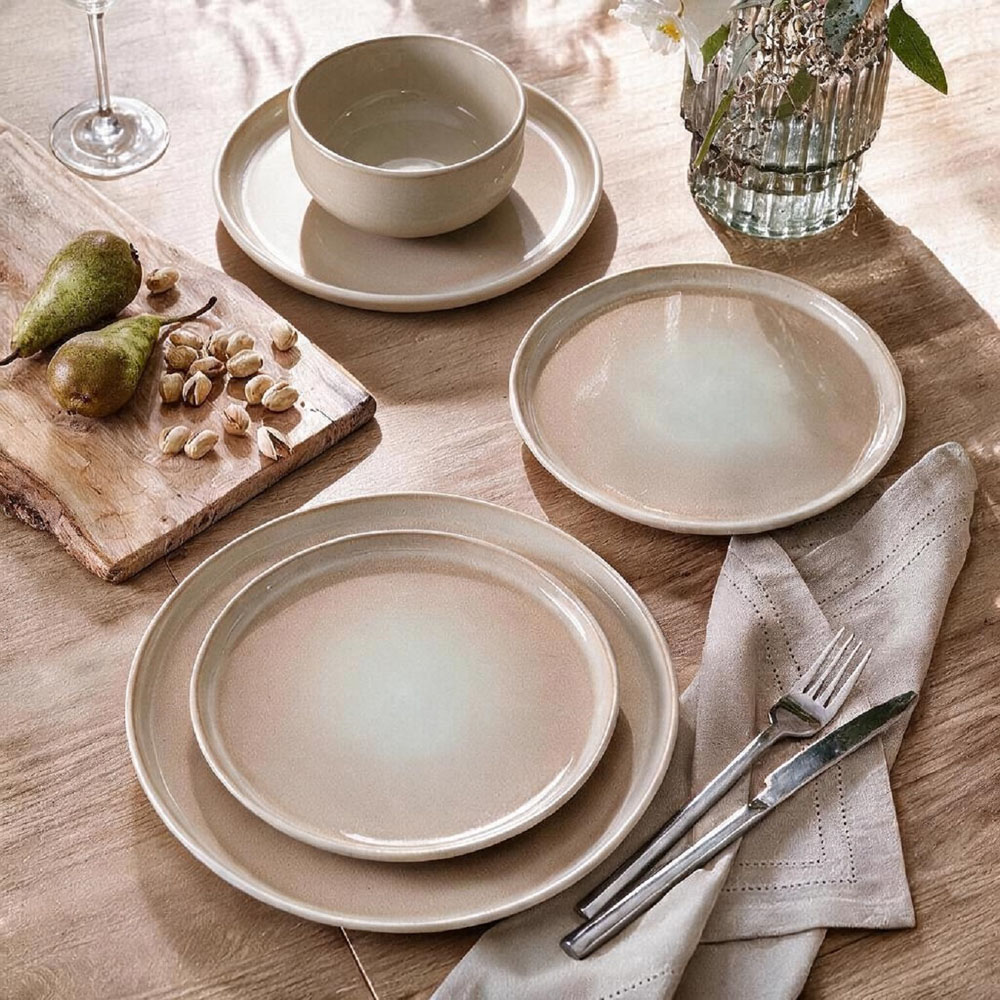 Waterside Cream Reactive Glaze Lipped 12 Piece Dinner Set Image 2