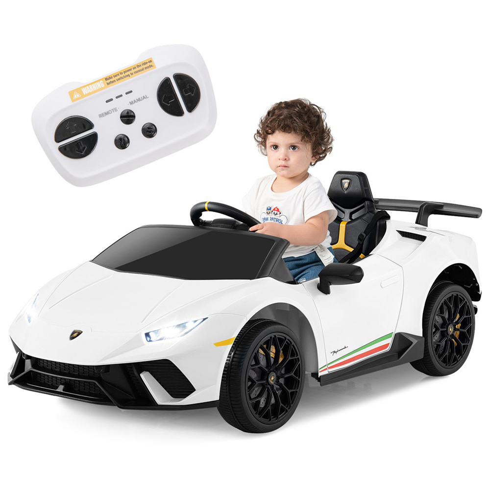 Costway White Kids Ride On Lamborghini Car with Remote Control Image 2